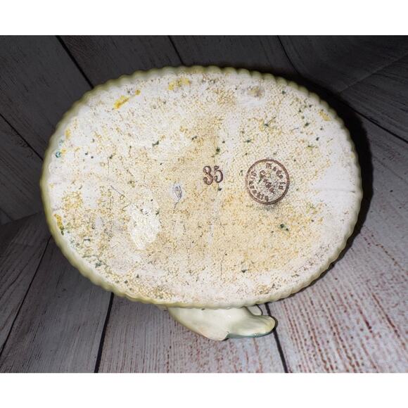 Czech Bird on Basket Red Mark Czechoslovakia Yellow Blue Art Pottery Antique - Picture 12 of 12